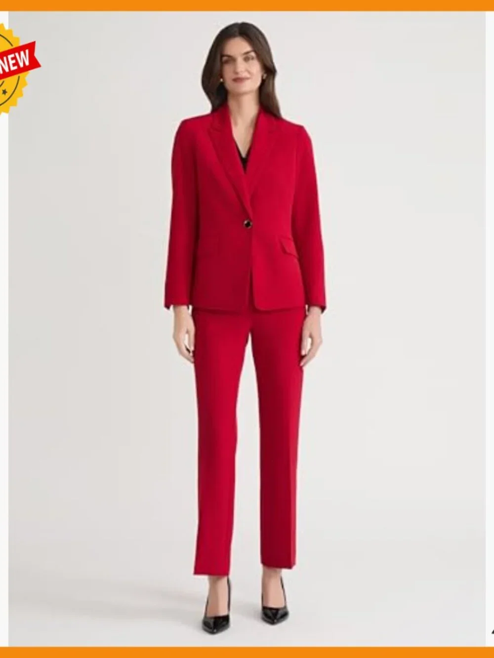Stretch Crepe One Button Blazer, Tailored Fit, Wrinkle-Resistant, Professional - Picture 2 of 4